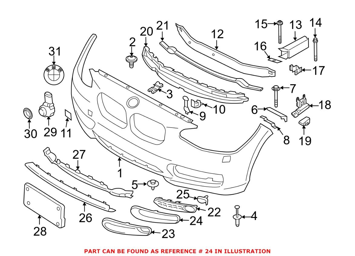 BMW Fog Light Trim = Front Driver Side 51117351829